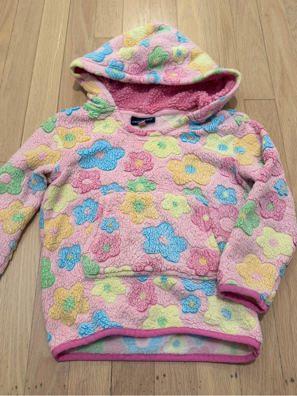 Andy & Evan Pink Floral Sherpa Hoodie with Pastel Flowers
